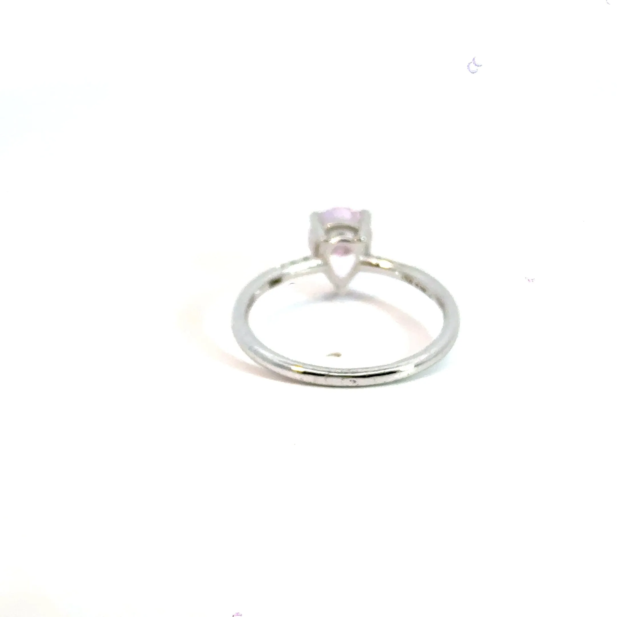14CT White Gold Ring with Diamonds & Manmade Coloured Centre Stone