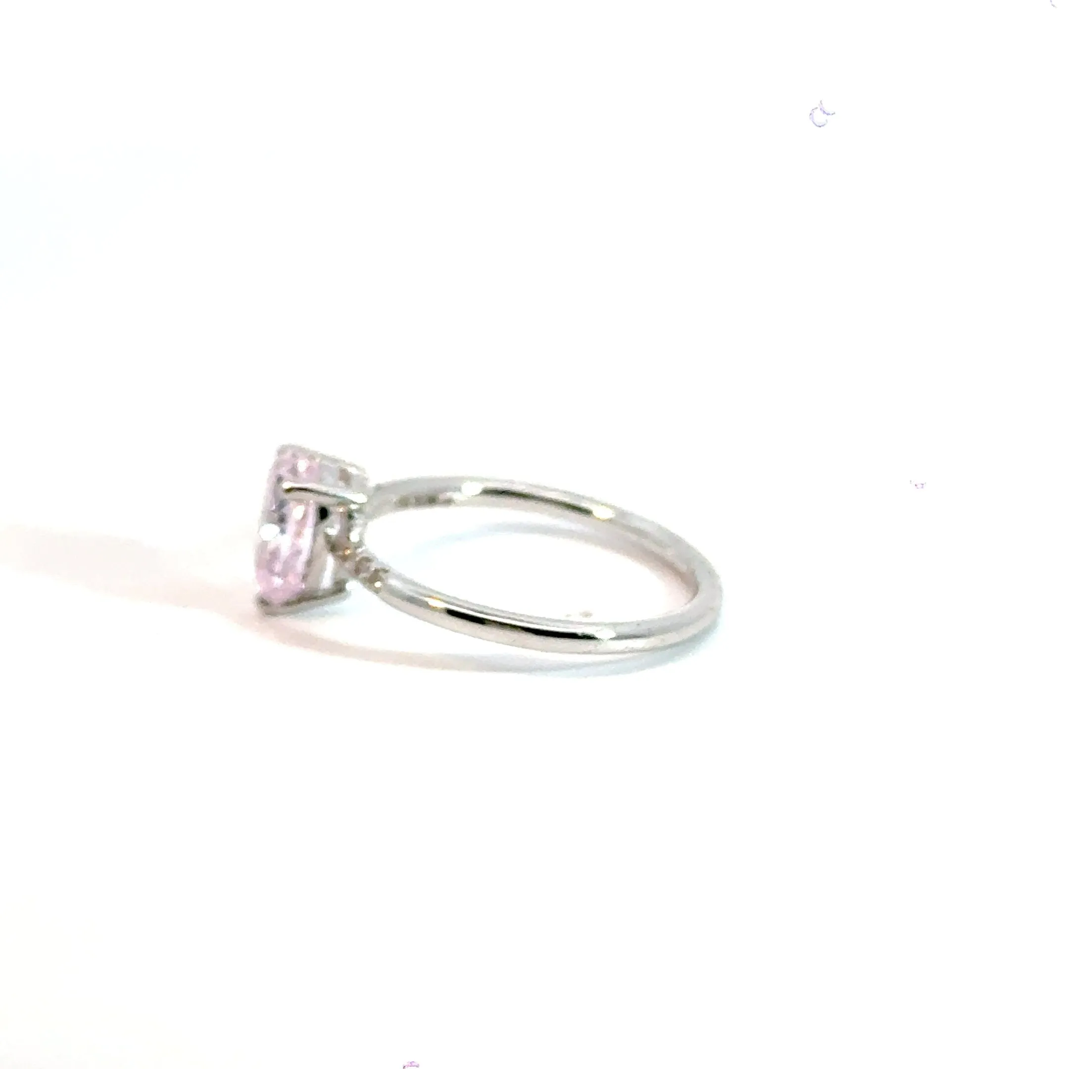 14CT White Gold Ring with Diamonds & Manmade Coloured Centre Stone