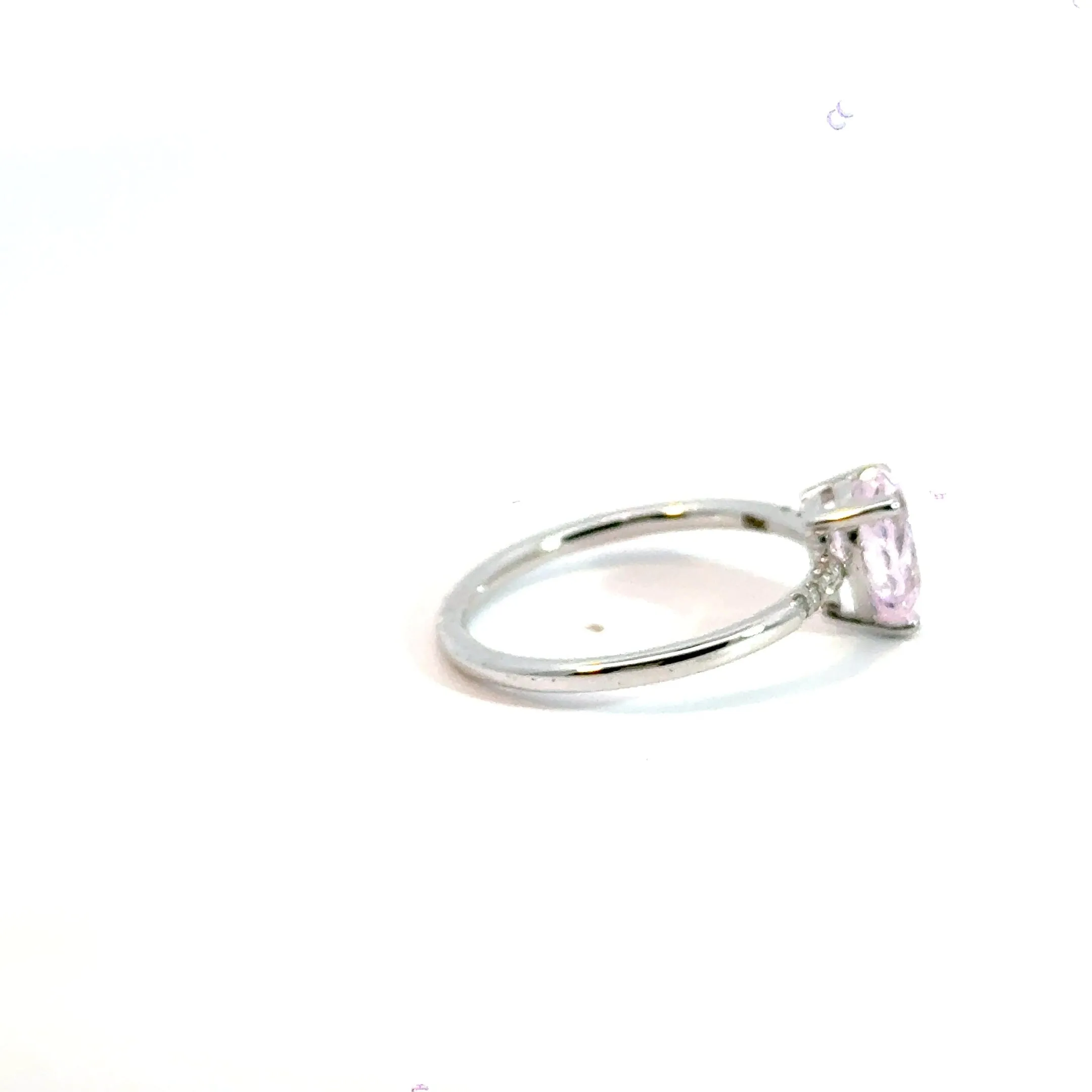 14CT White Gold Ring with Diamonds & Manmade Coloured Centre Stone
