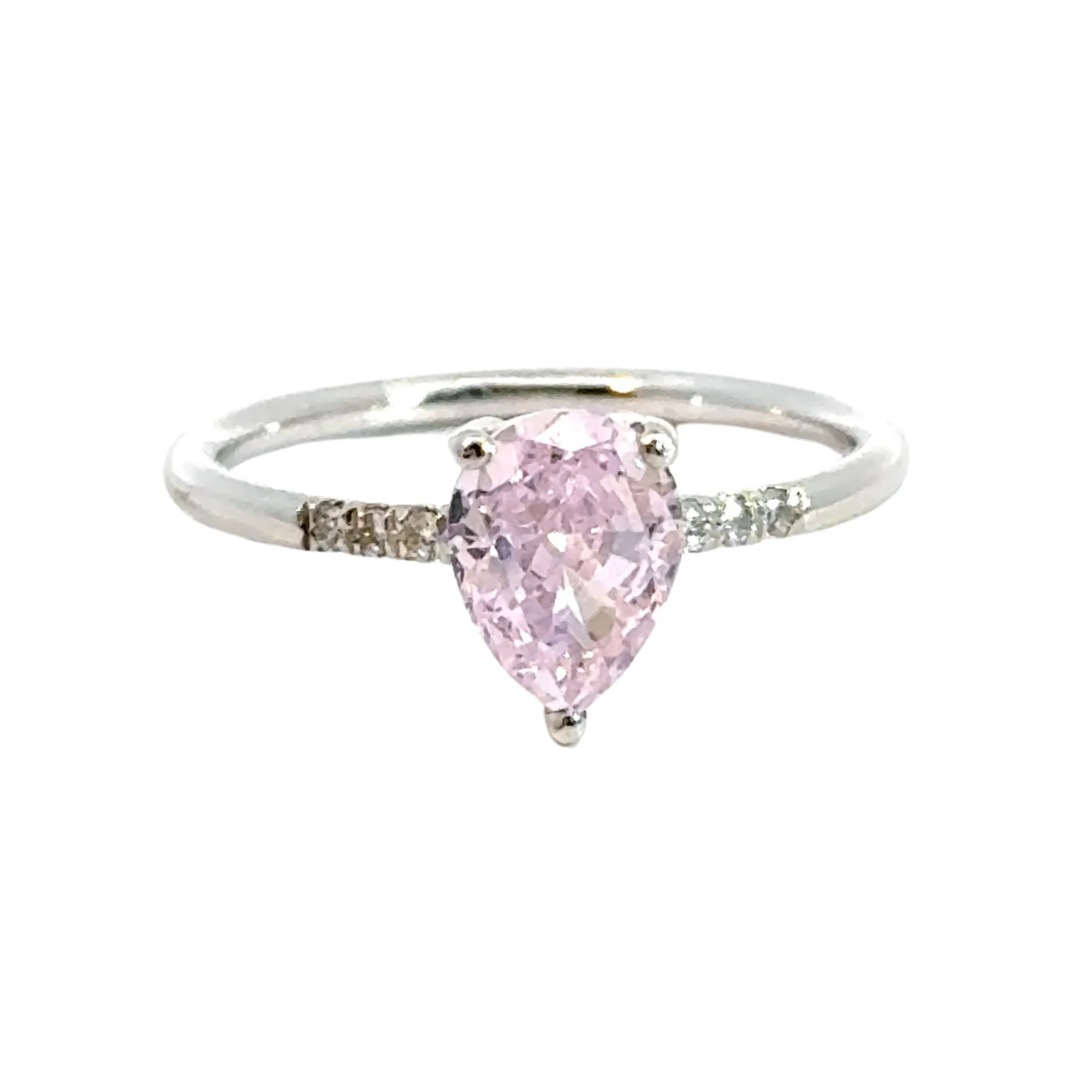 14CT White Gold Ring with Diamonds & Manmade Coloured Centre Stone