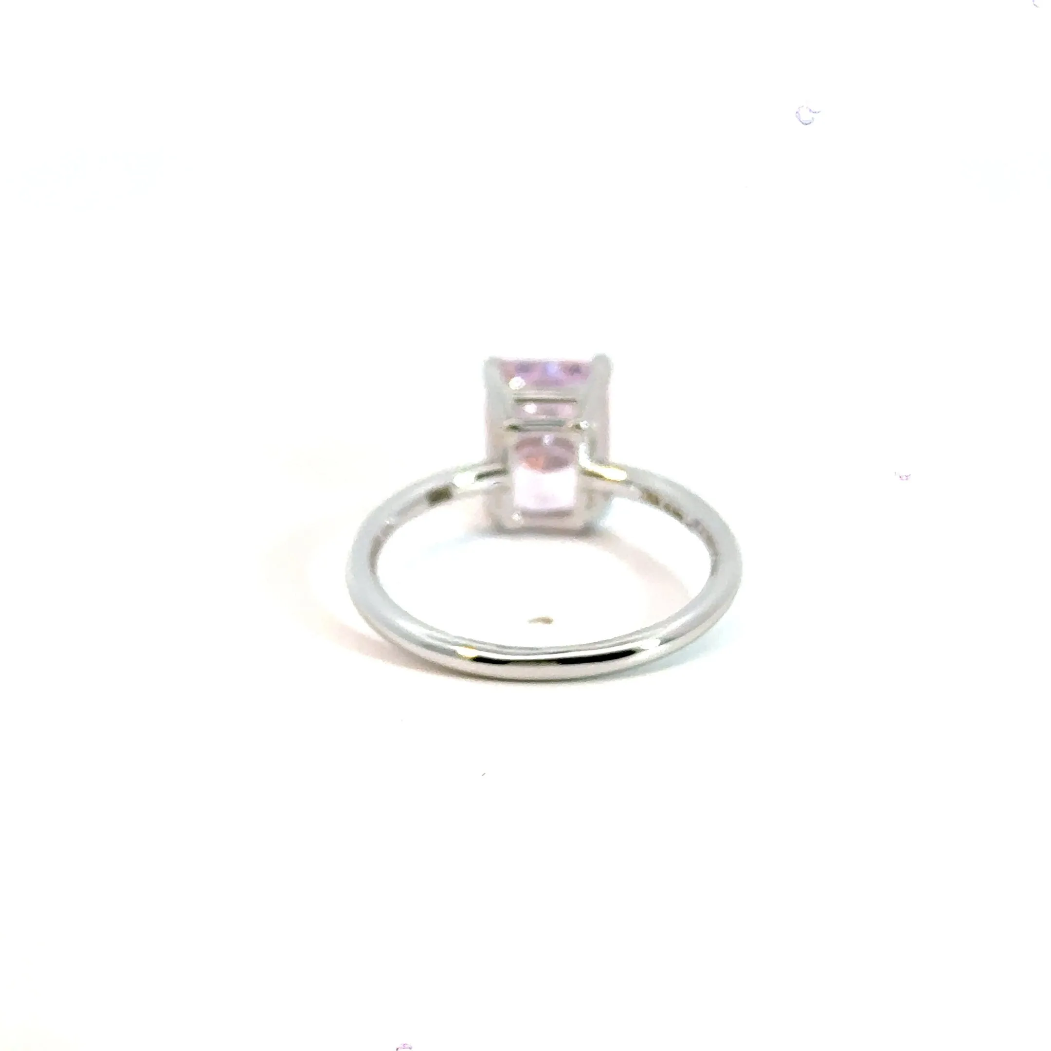 14CT White Gold Ring with Diamonds & Manmade Coloured Stone
