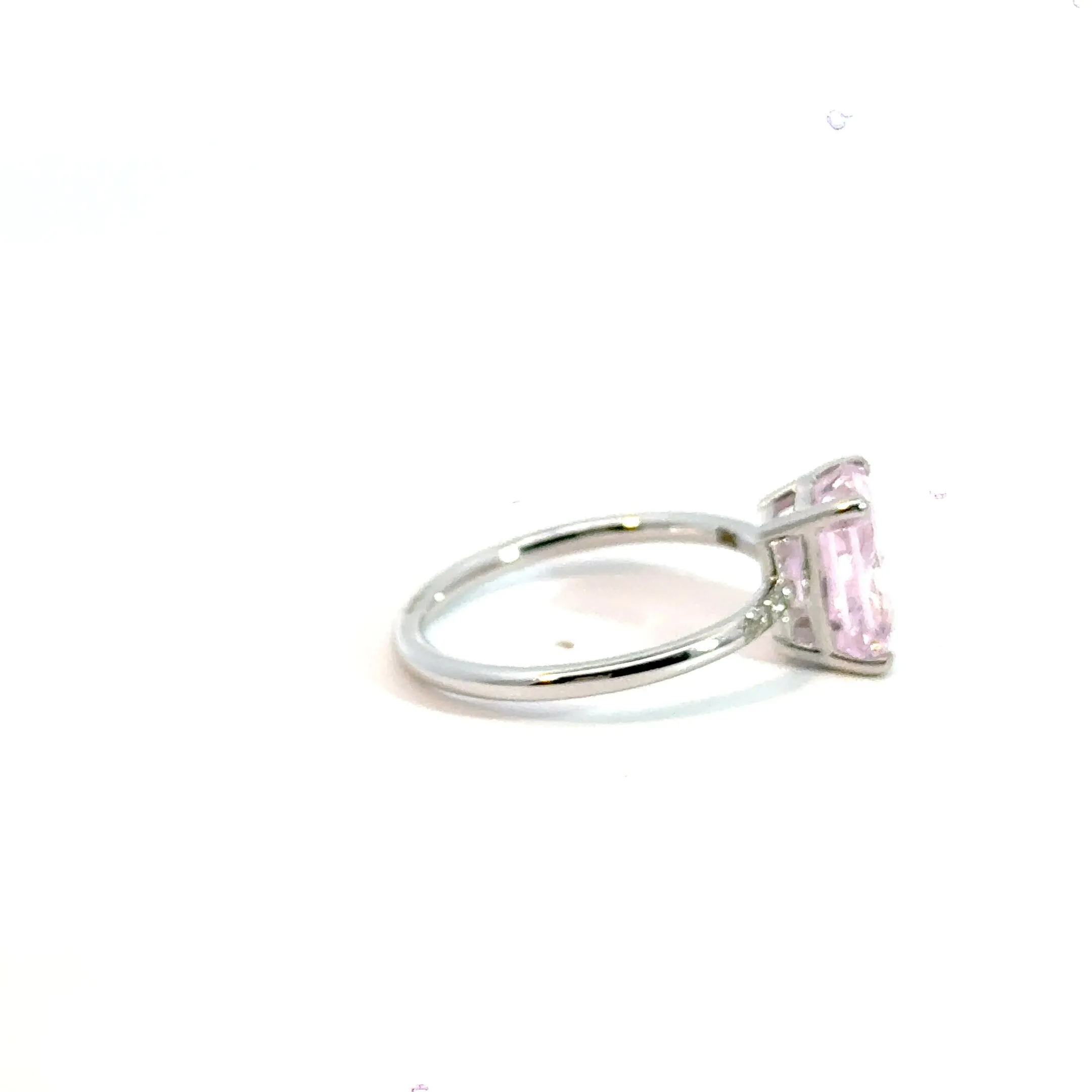 14CT White Gold Ring with Diamonds & Manmade Coloured Stone