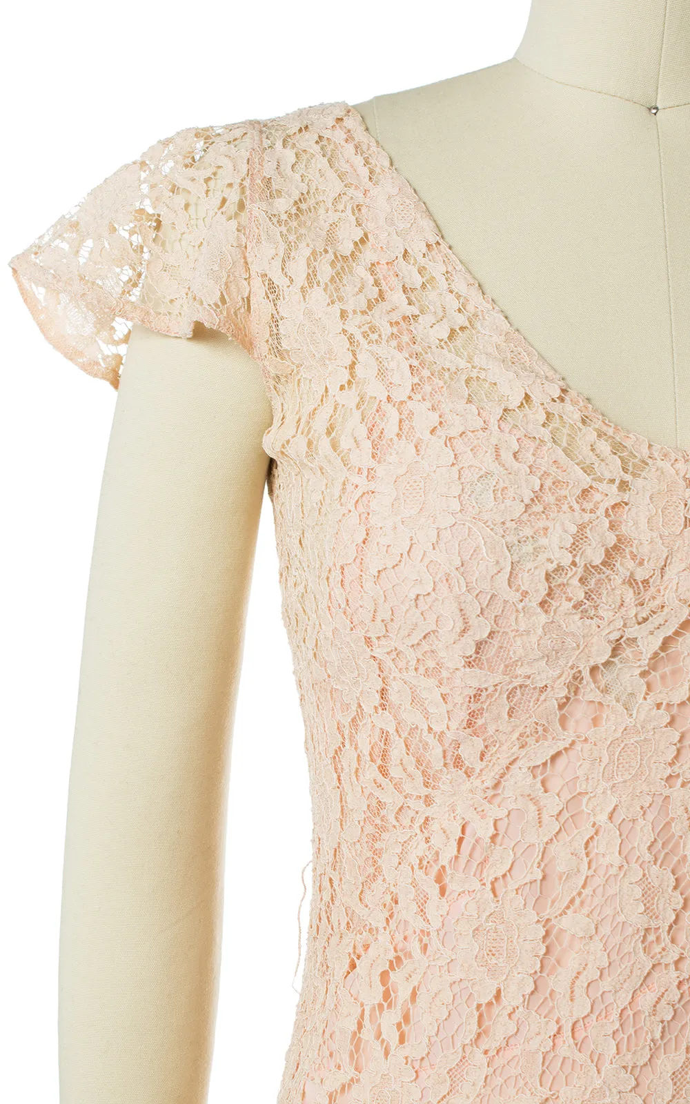 1930s Peach Lace Wedding Dress Set | x-small