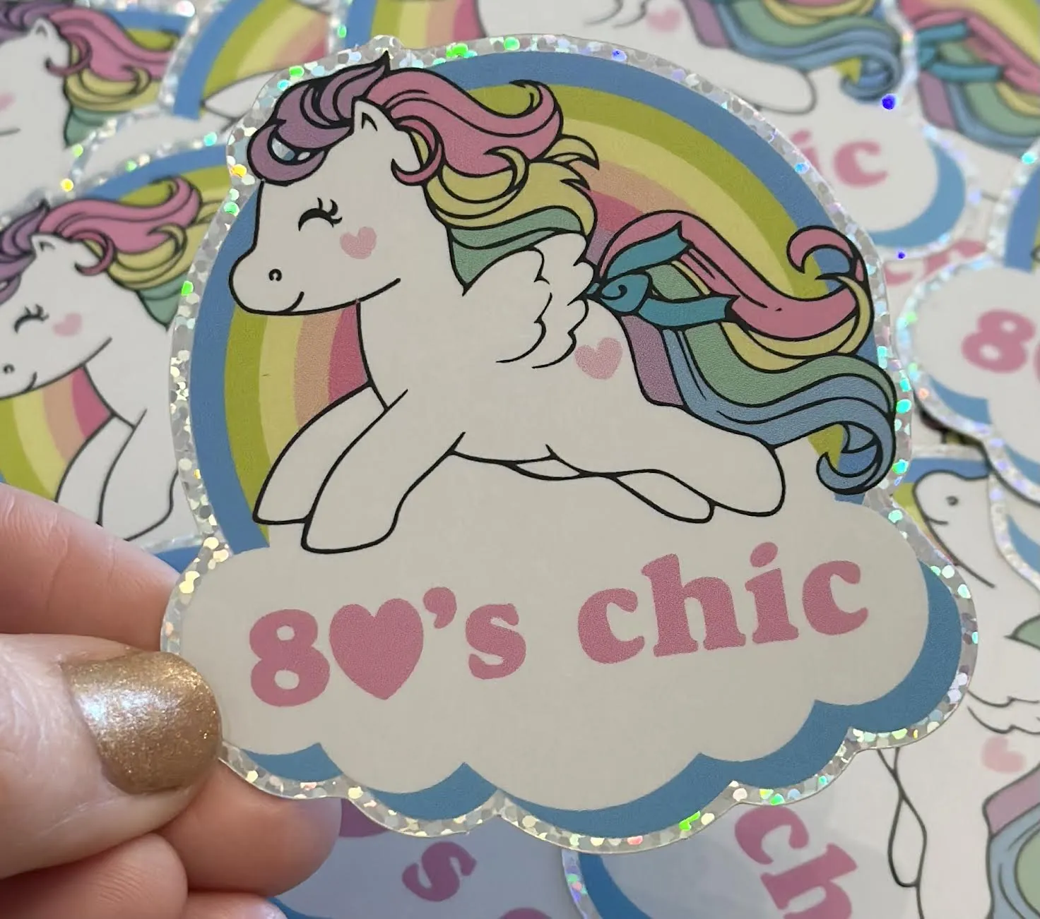80's Chic Glitter Sticker