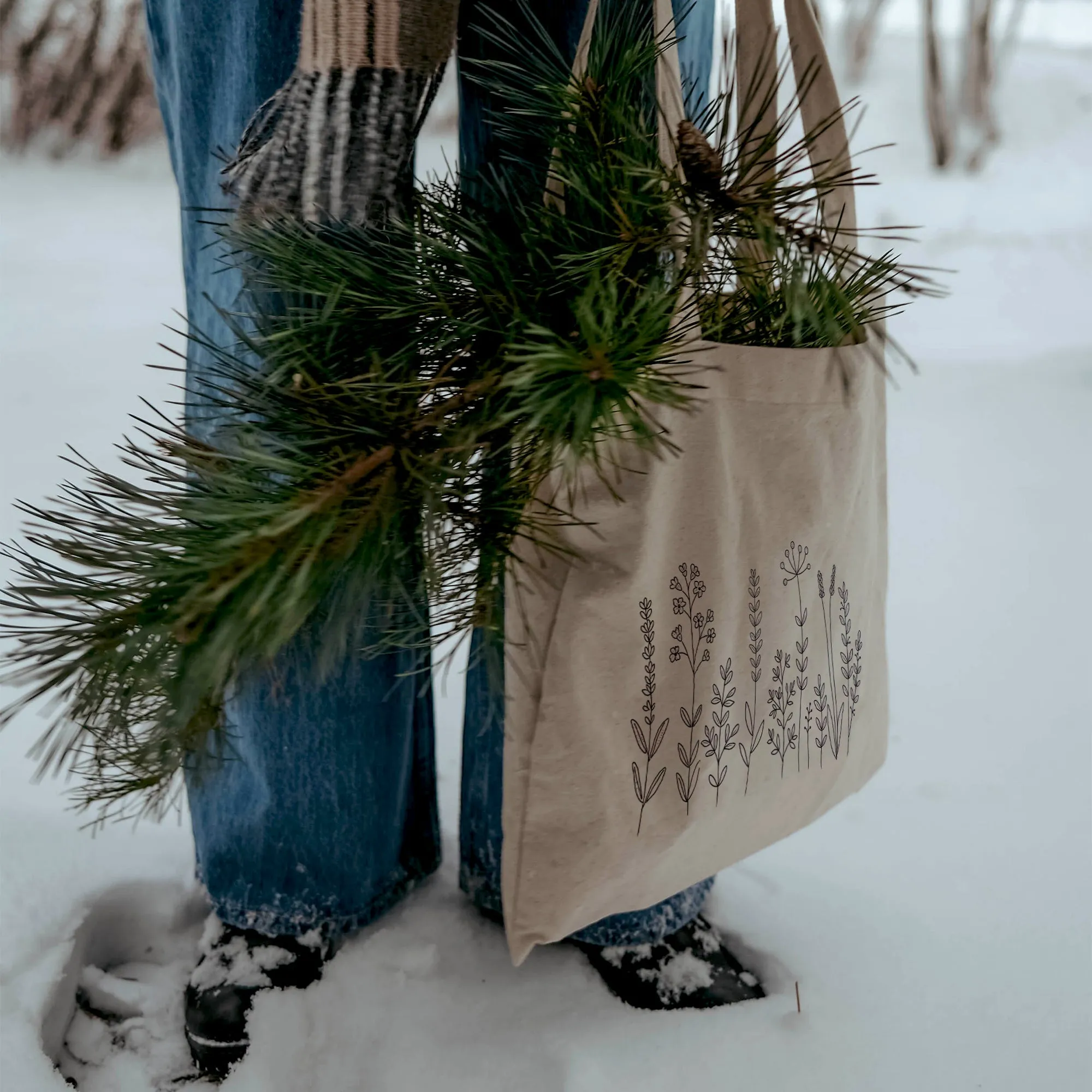 Black Flowers Tote Bag