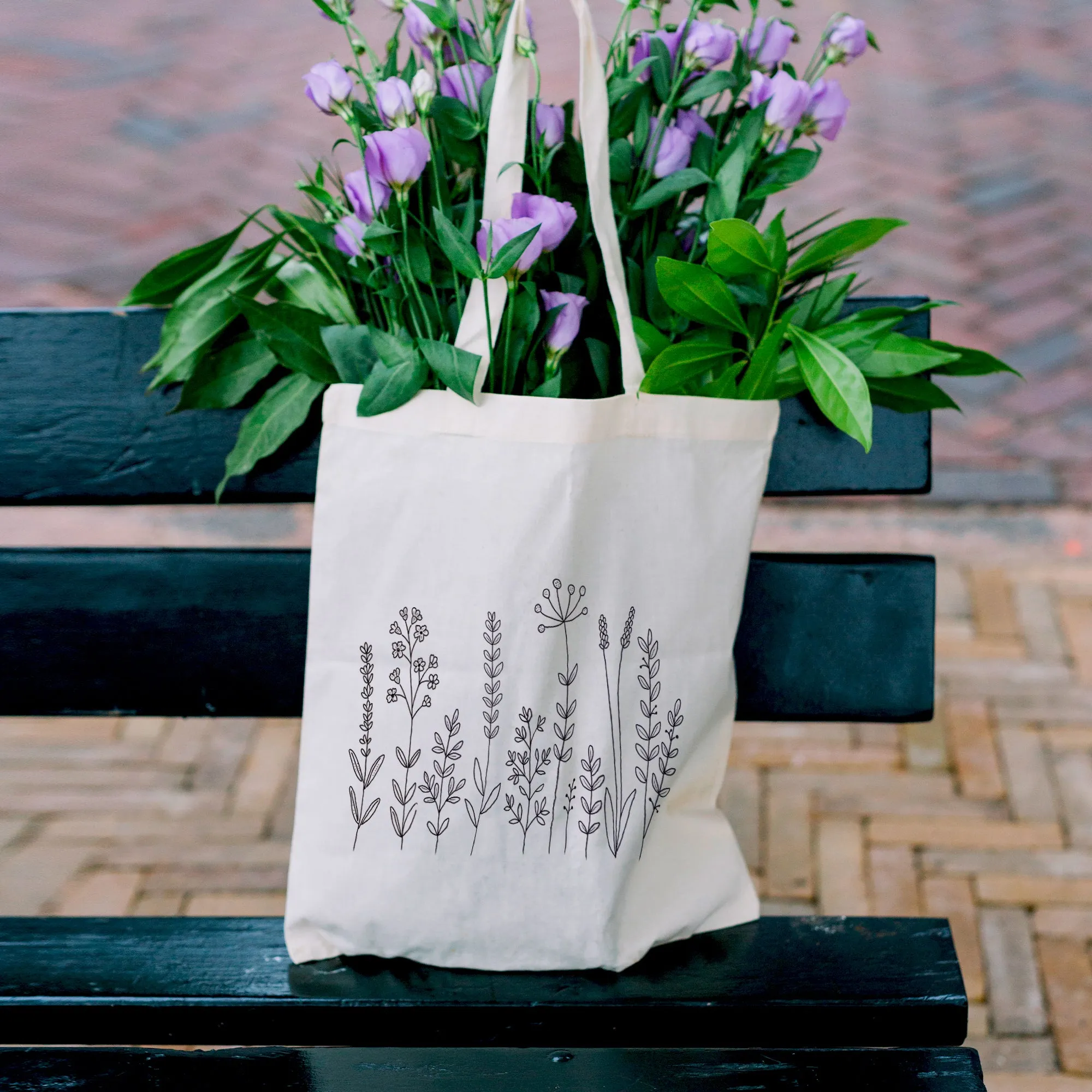 Black Flowers Tote Bag