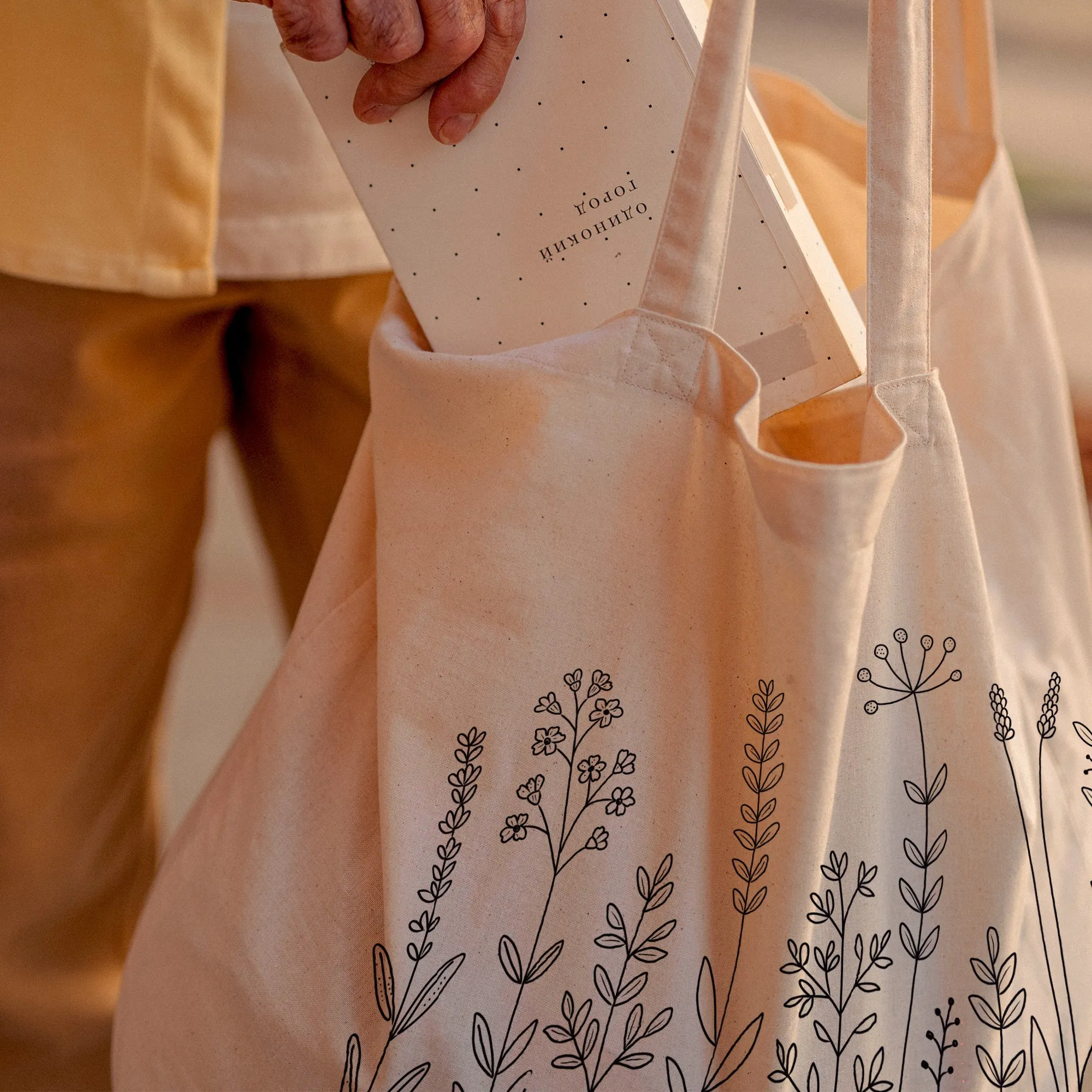 Black Flowers Tote Bag