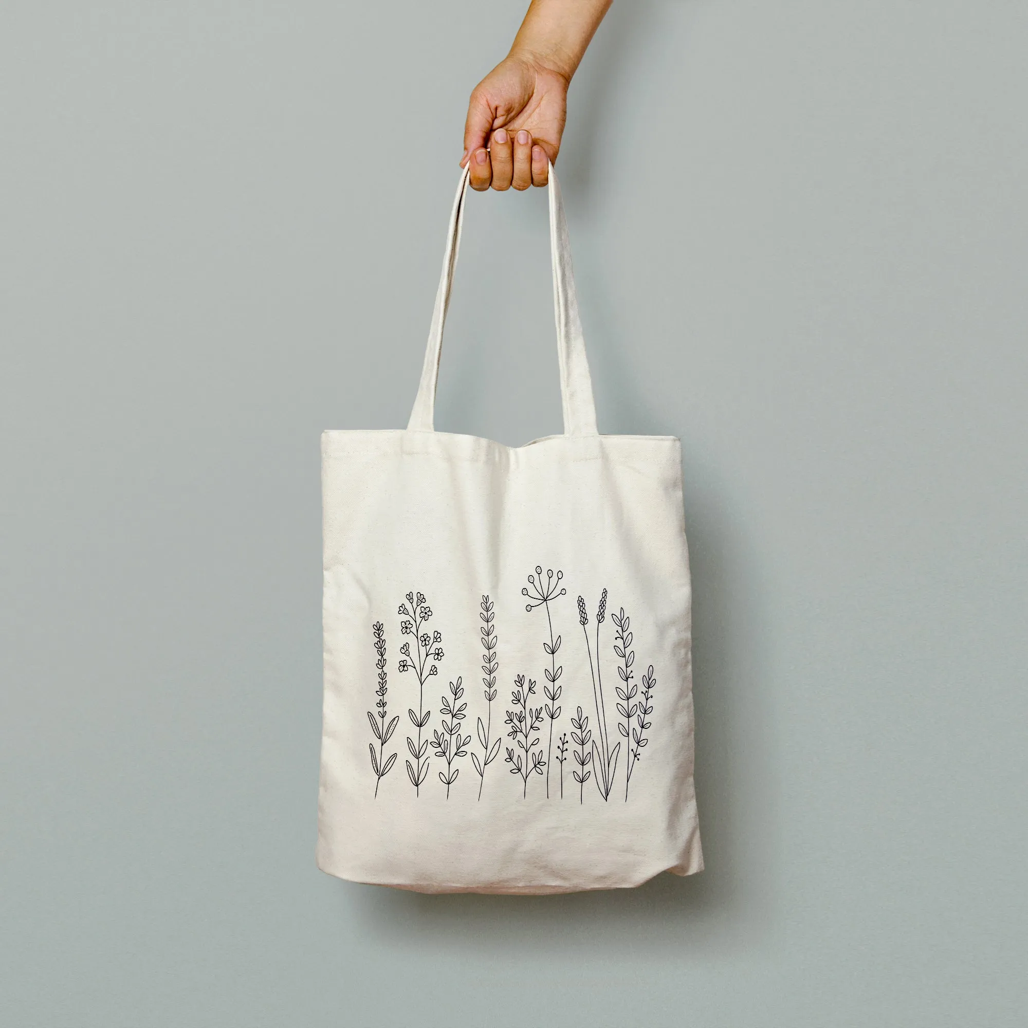 Black Flowers Tote Bag