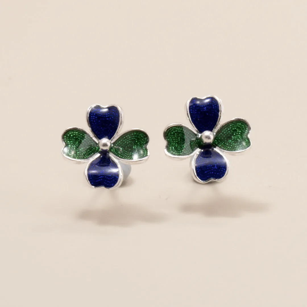 Floral Cloisonné Stud Earrings