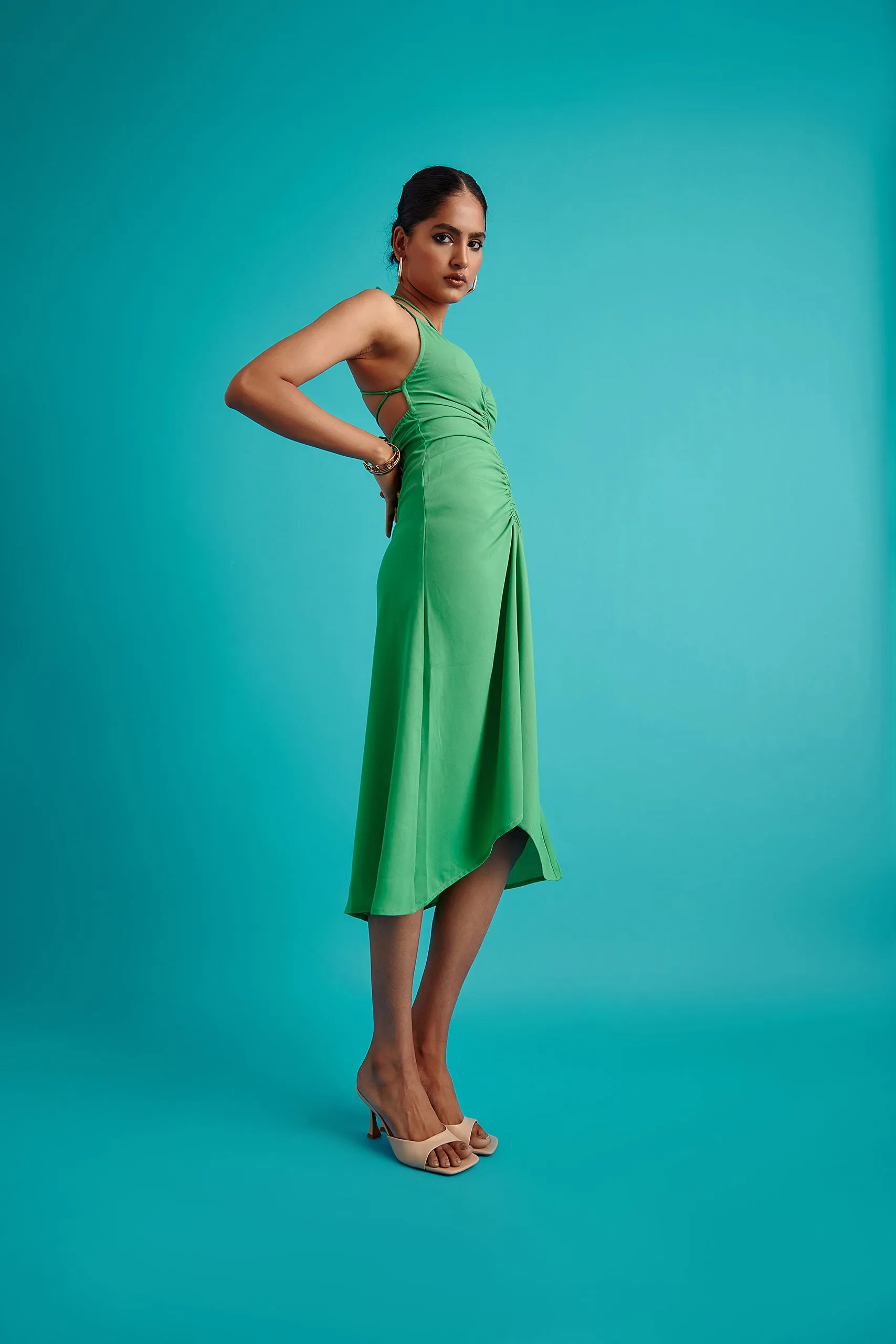 Front Ruched Slip Dress