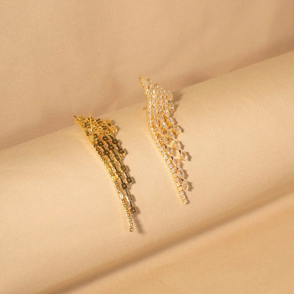 Golden Trickle Premium Earrings - Glitterati Collection