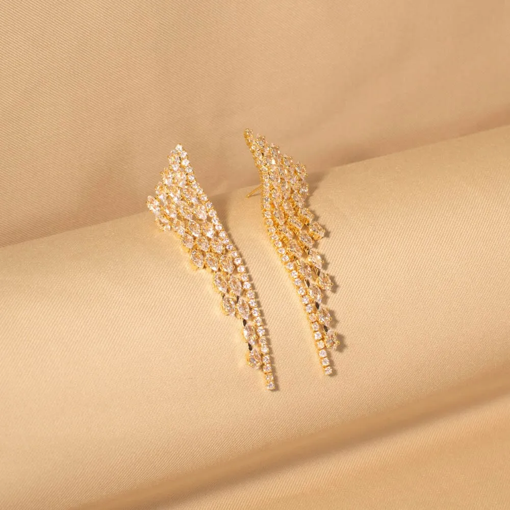 Golden Trickle Premium Earrings - Glitterati Collection
