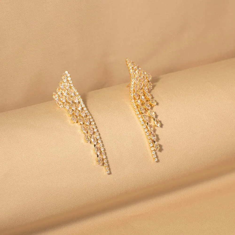 Golden Trickle Premium Earrings - Glitterati Collection