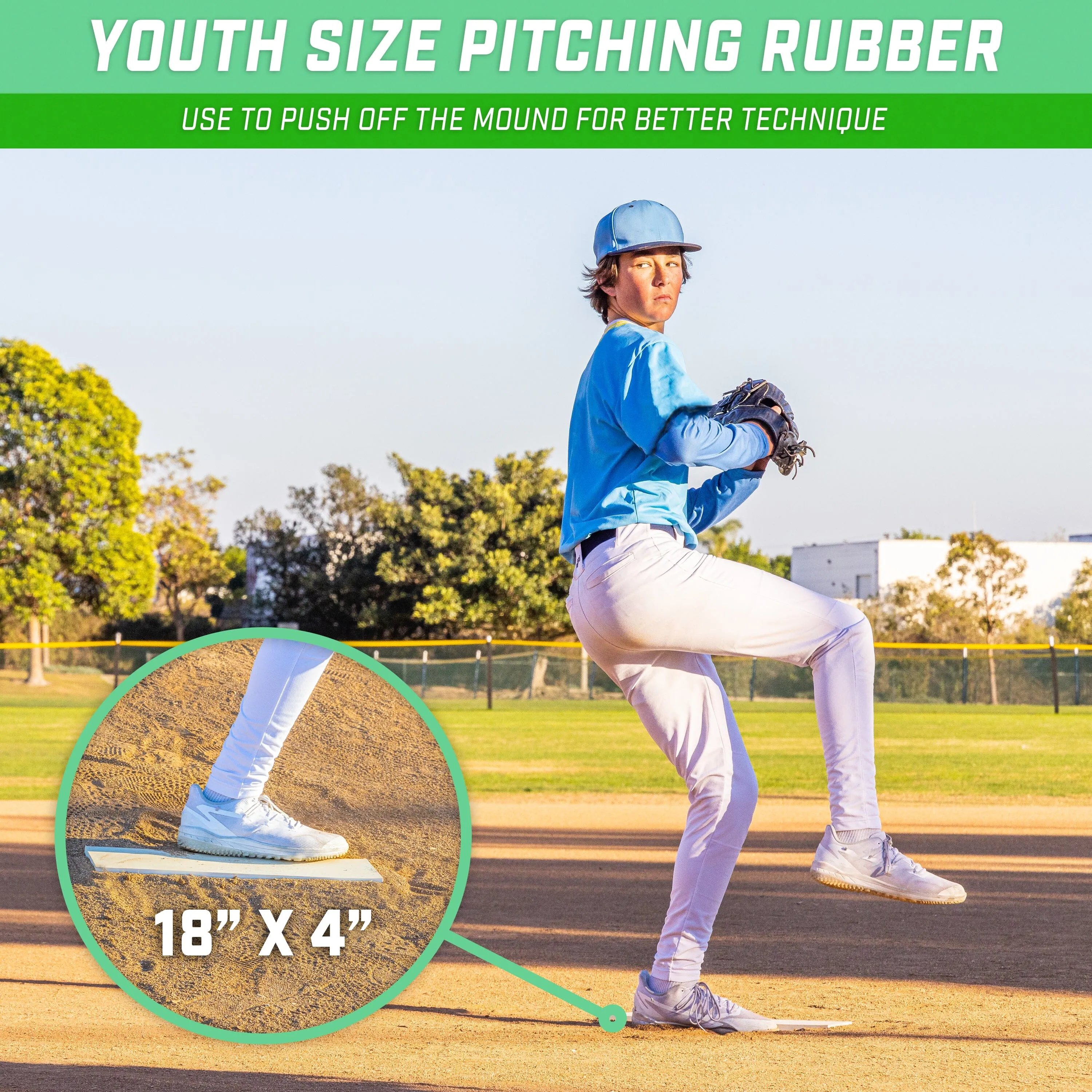 GoSports 18" x 4" Pitching Mound Rubber - Youth Size