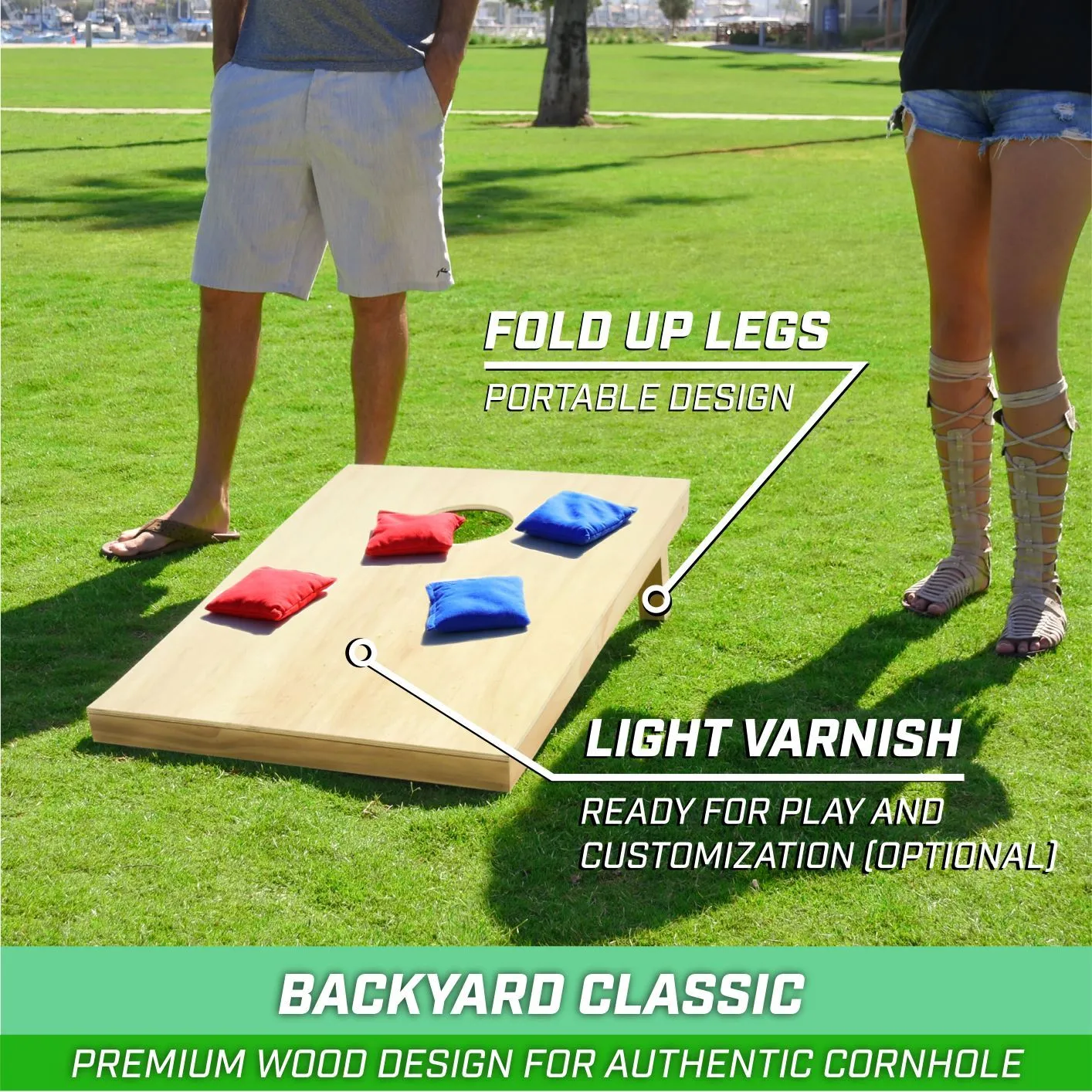 GoSports 3 ft x 2 ft Solid Wood Premium Cornhole Set