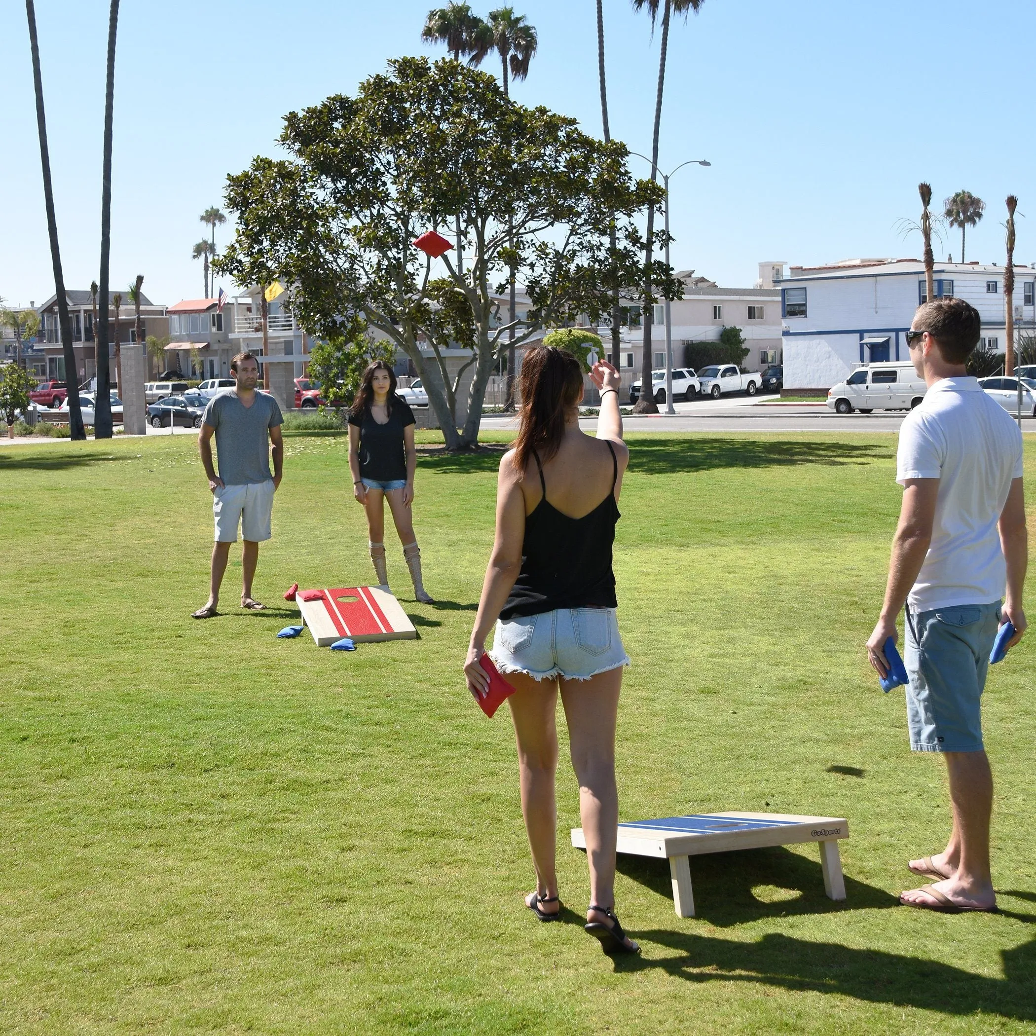 GoSports 3 ft x 2 ft Wood Design Cornhole Game Set