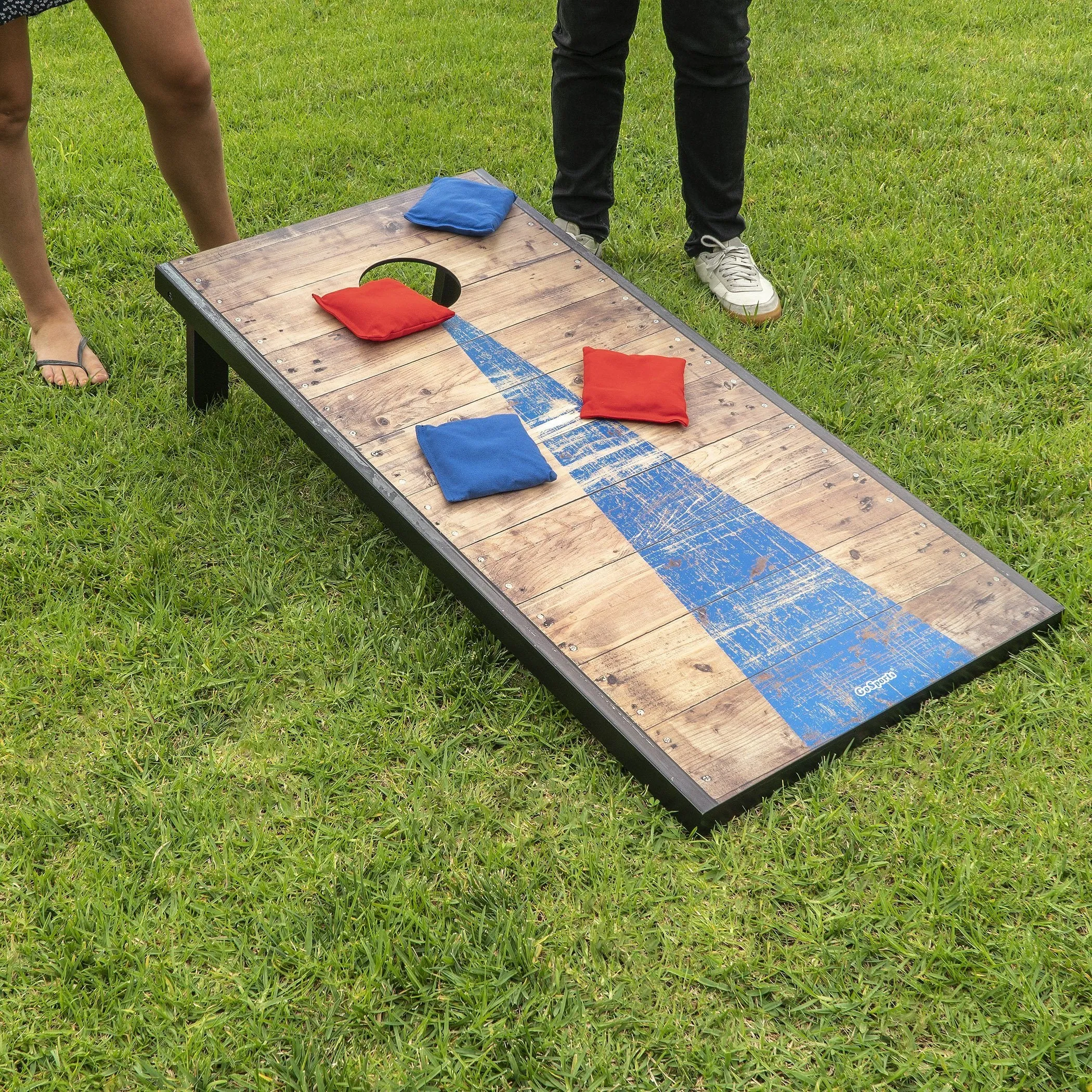 GoSports 4 ft x 2 ft Classic Cornhole Set - Rustic Wood
