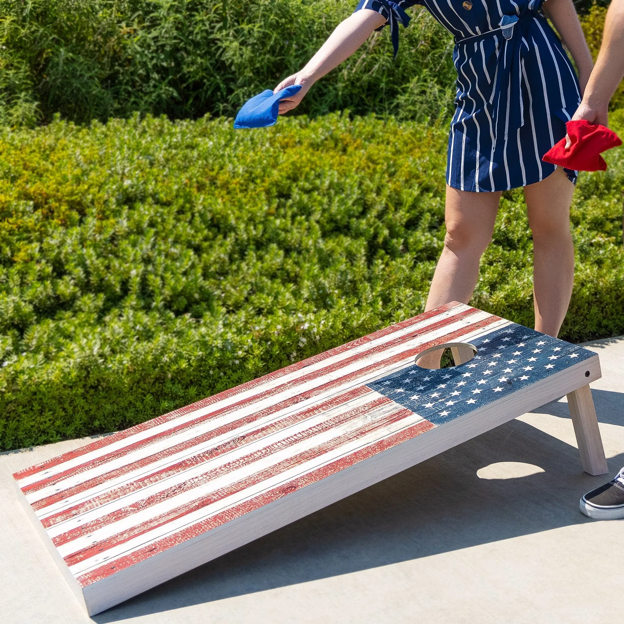 GoSports 4 ft x 2 ft Premium Wood Cornhole Set - Rustic American