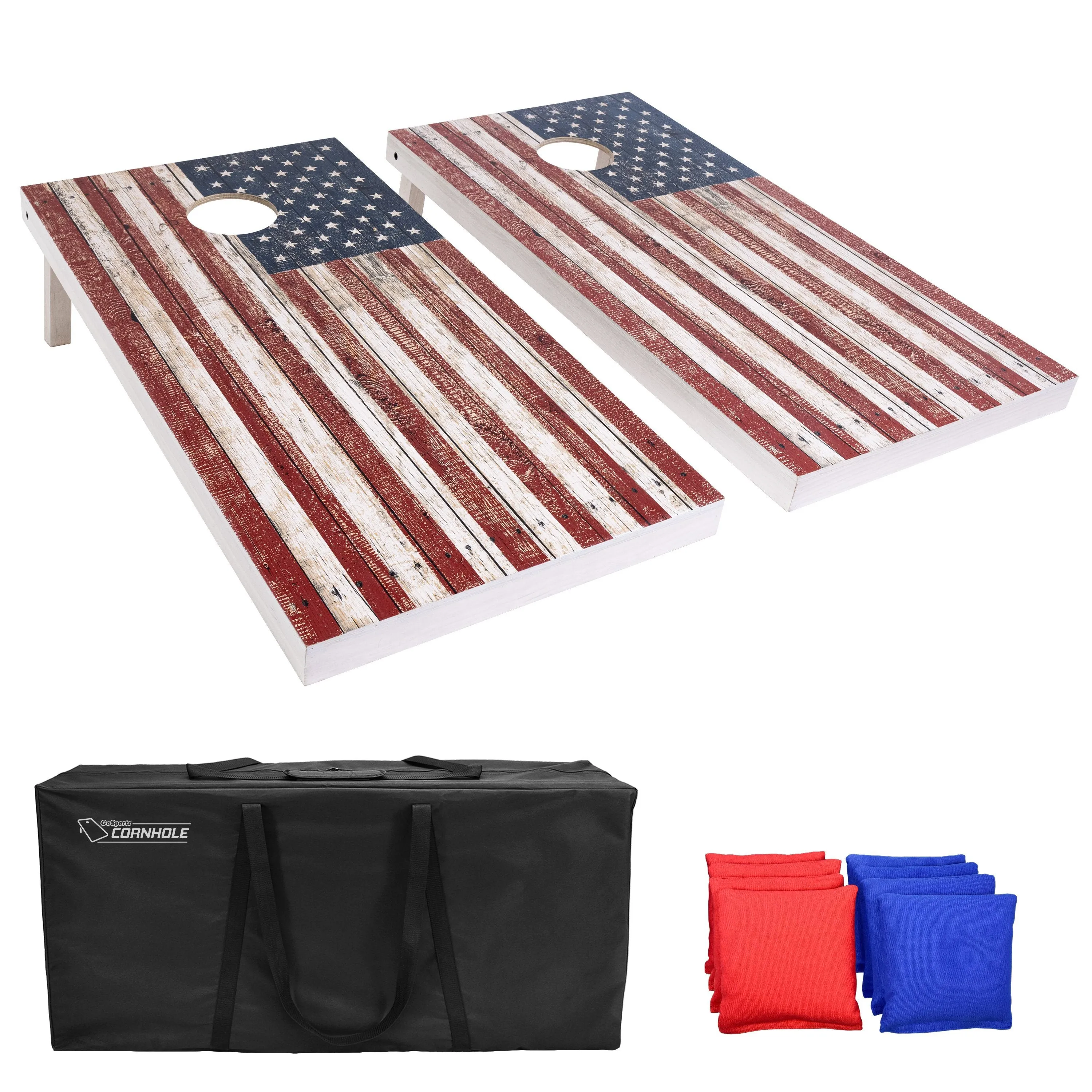GoSports 4 ft x 2 ft Premium Wood Cornhole Set - Rustic American