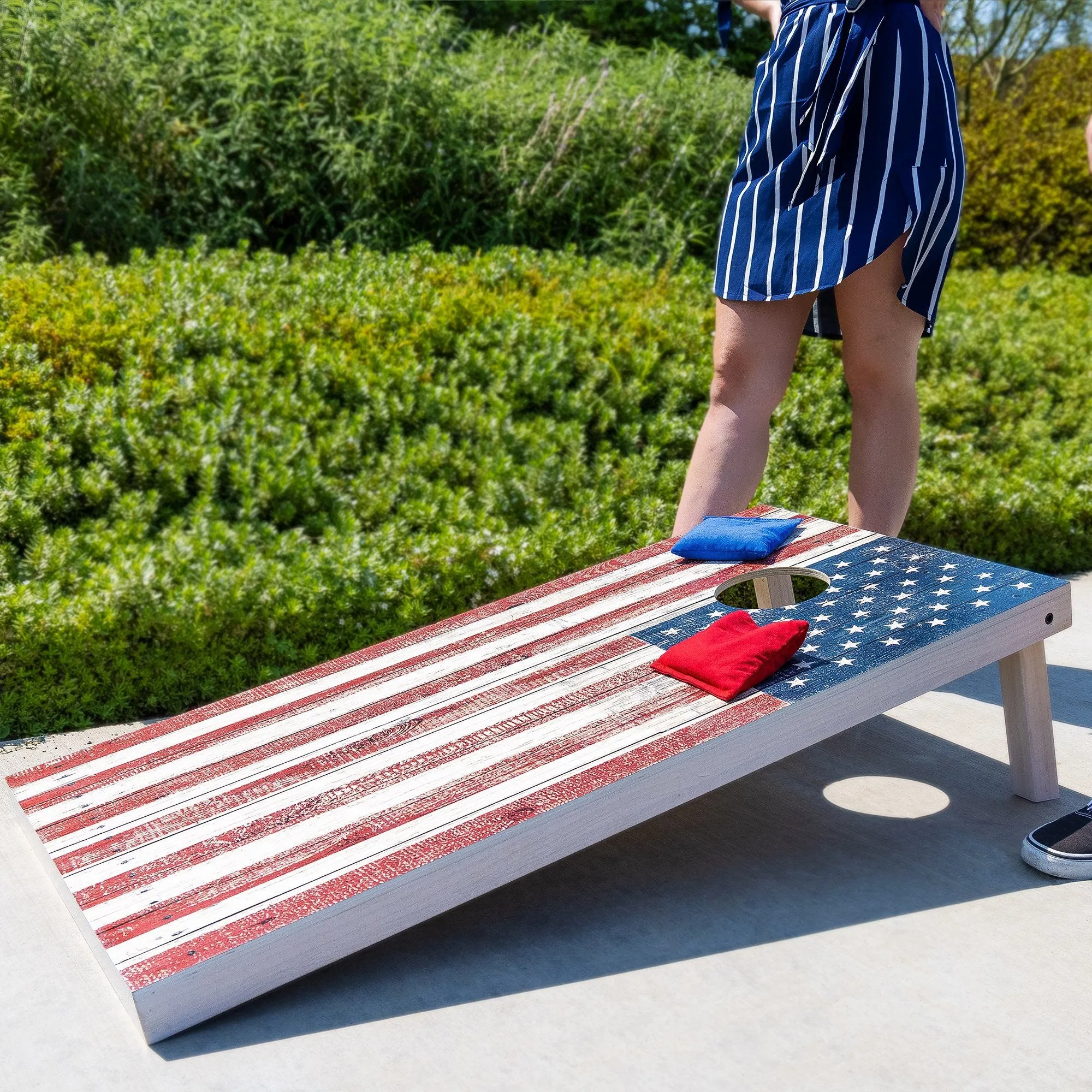 GoSports 4 ft x 2 ft Premium Wood Cornhole Set - Rustic American