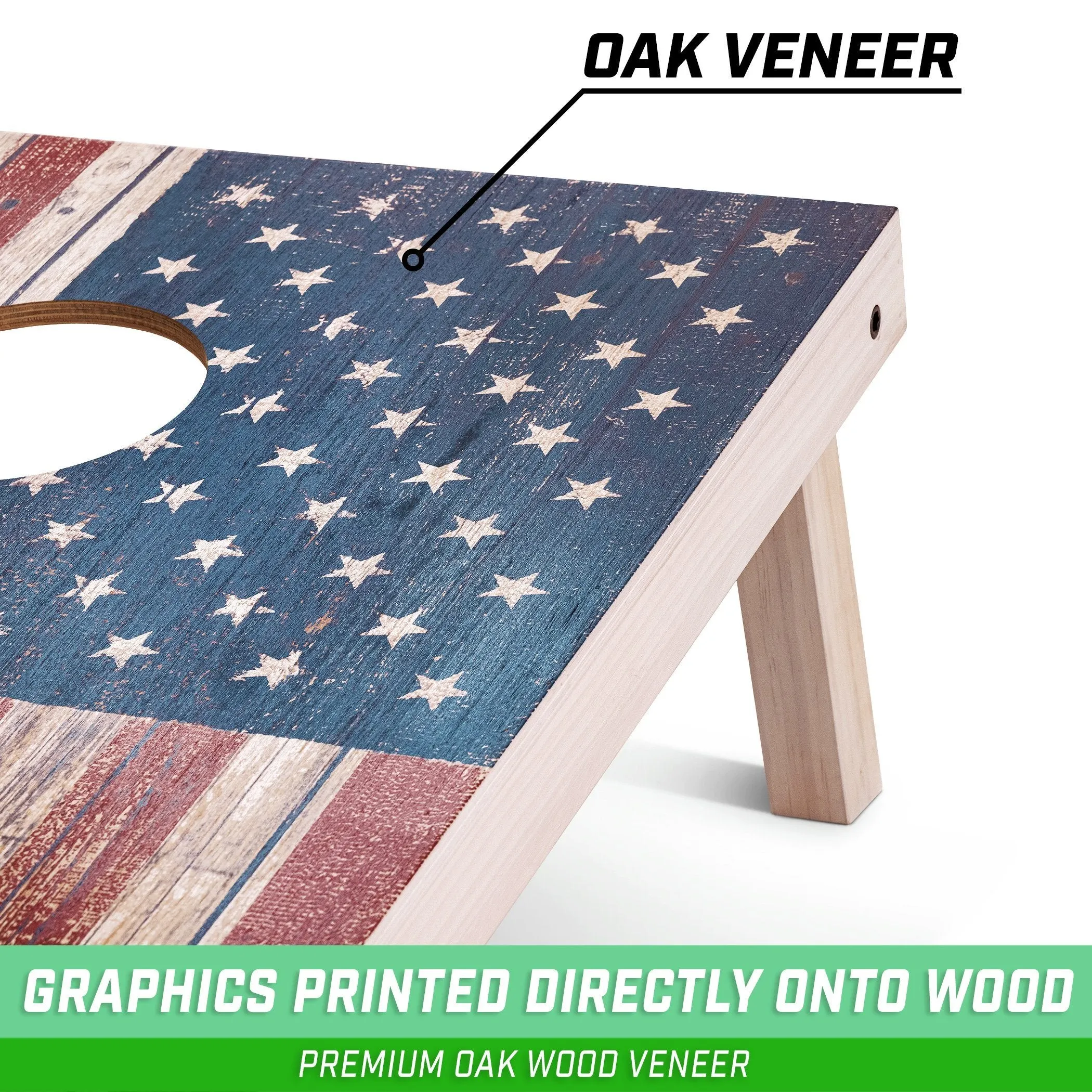 GoSports 4 ft x 2 ft Premium Wood Cornhole Set - Rustic American