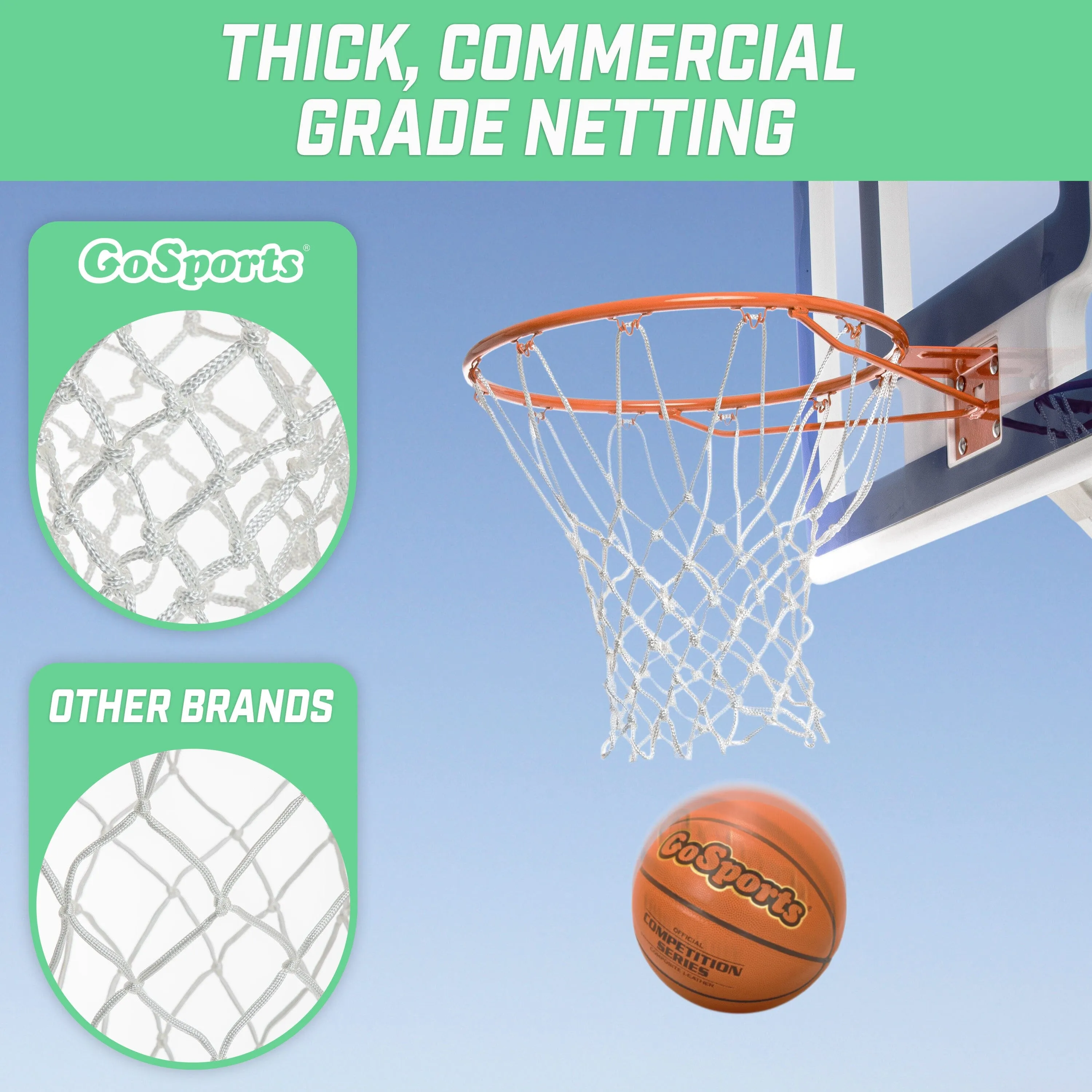 GoSports Basketball Hoop Net Replacement - Heavy Duty for Indoor & Outdoor 12 Loop Rims