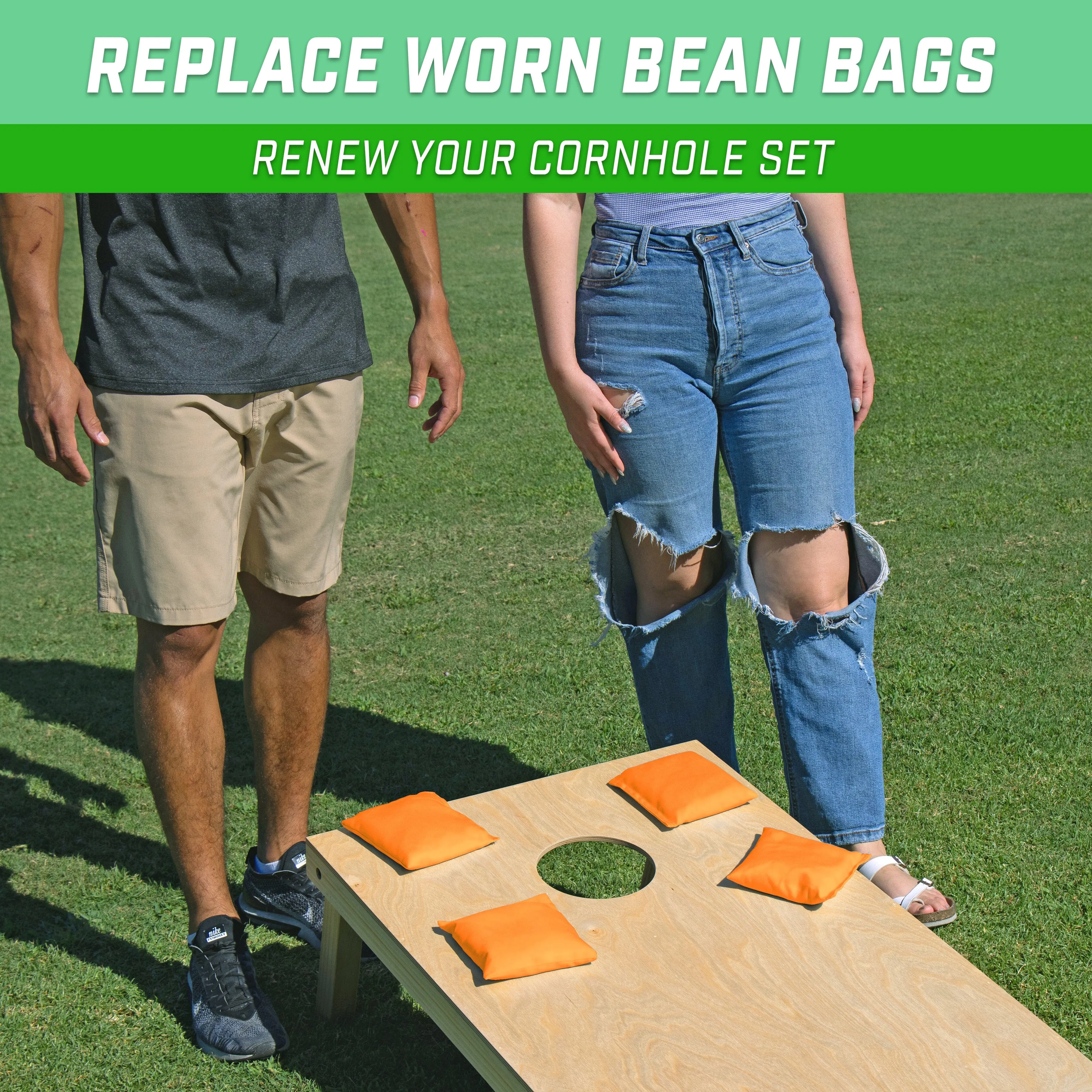 GoSports Cornhole Bean Bags Set of 4 - Regulation All Weather - Classic Orange