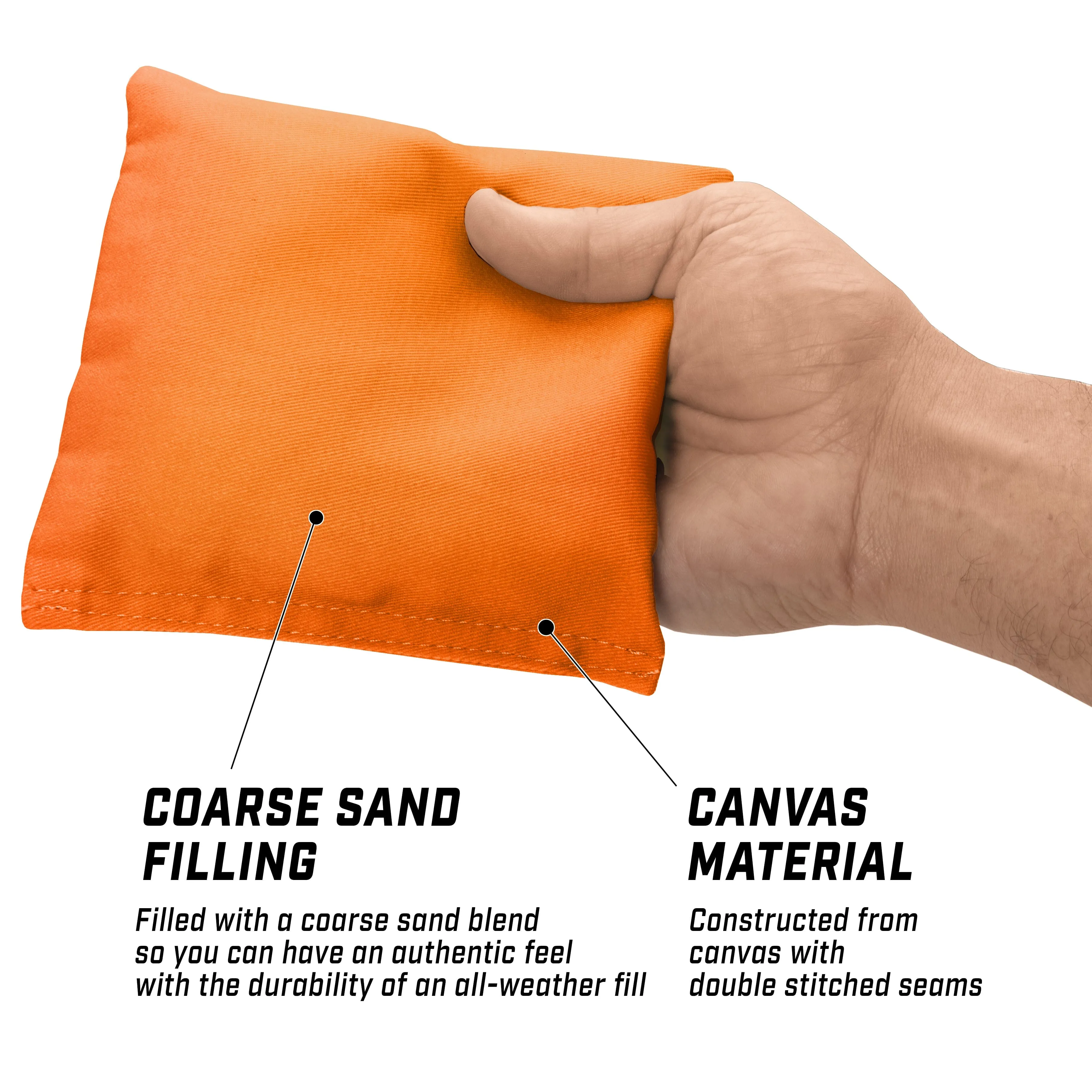 GoSports Cornhole Bean Bags Set of 4 - Regulation All Weather - Classic Orange