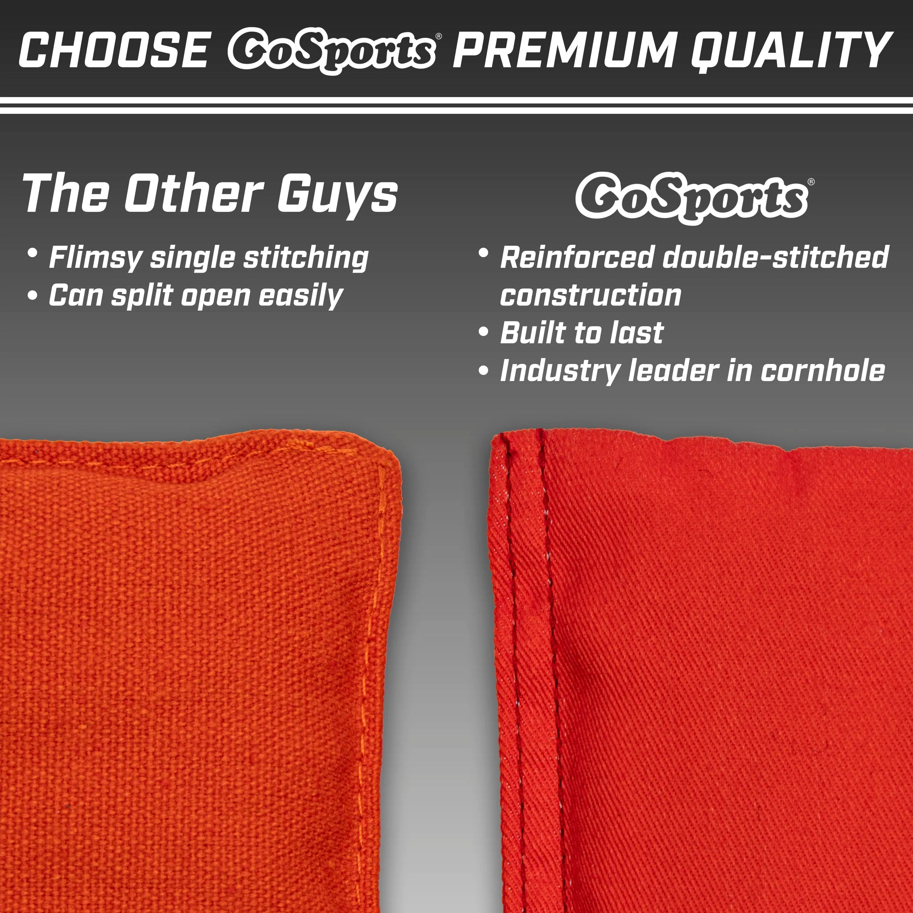 GoSports Cornhole Bean Bags Set of 4 - Regulation All Weather - Classic Orange