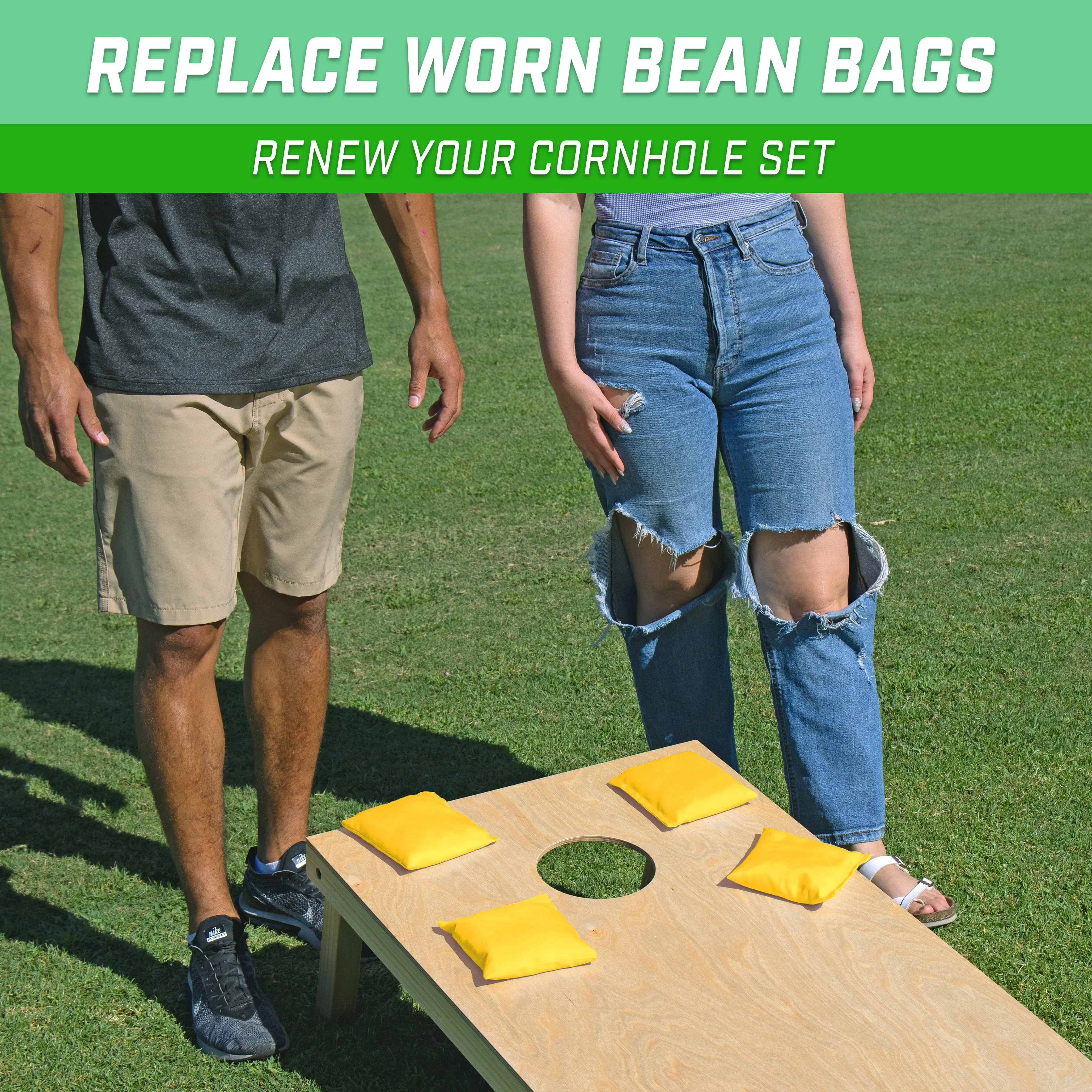 GoSports Cornhole Bean Bags Set of 4 - Regulation All Weather - Classic Yellow