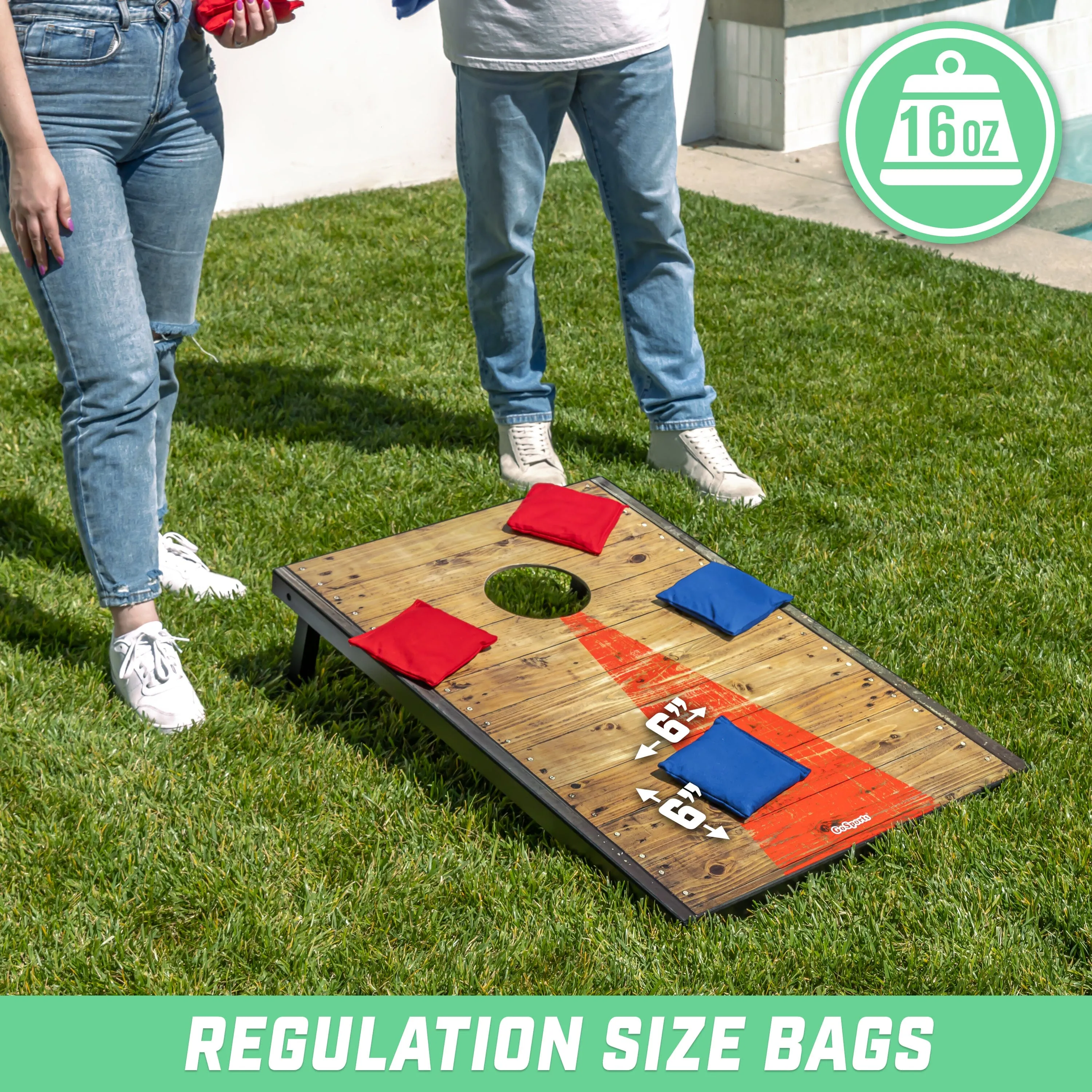 GoSports Official Regulation Bean Bags - Red & Blue