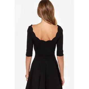 Ketty More Women's Round Neck Half Sleeves Short Dress Black Back Look-KMWD074