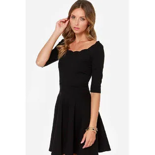 Ketty More Women's Round Neck Half Sleeves Short Dress Black Back Look-KMWD074