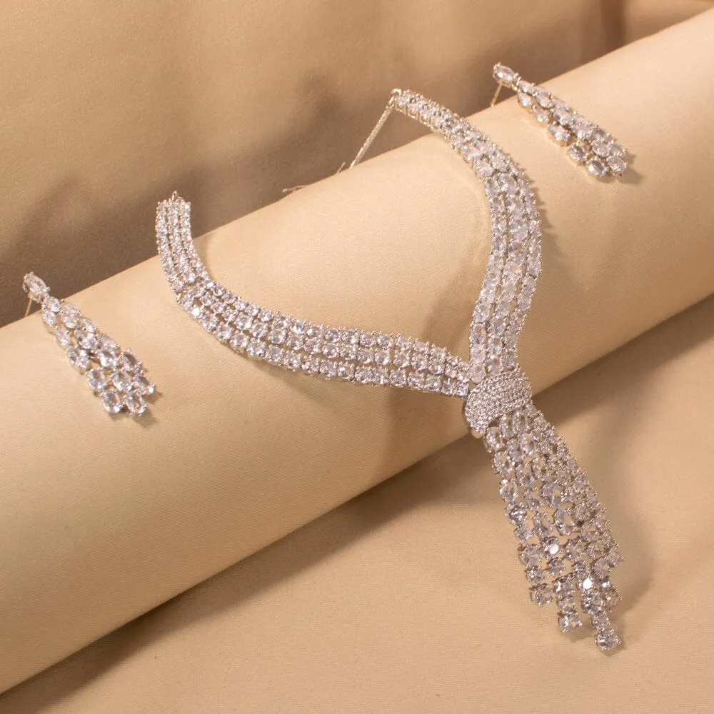 Limelight Statement Necklace Set - White