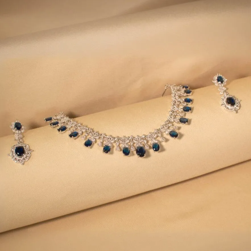 Lubna Necklace Set - Blue - Glitterati Collection