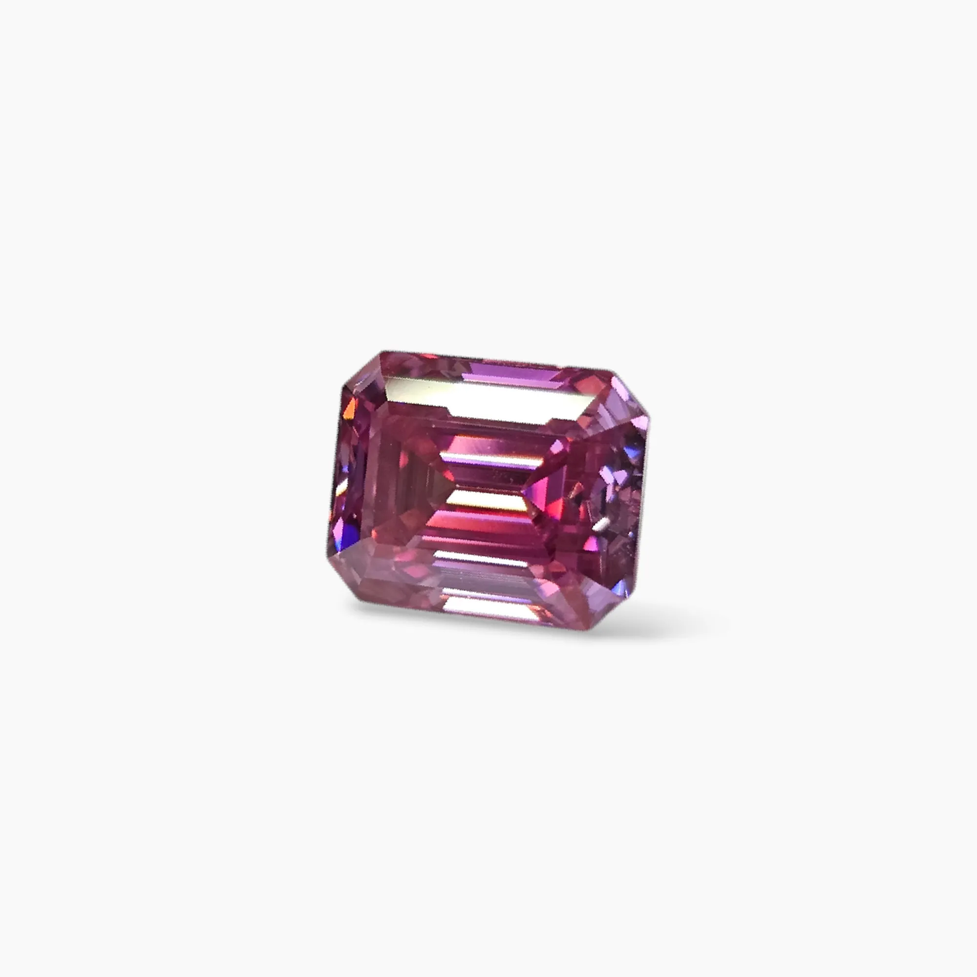 Pink Moissanite Diamond in 3.83 Carats Emerald Cut 8 by 10 MM