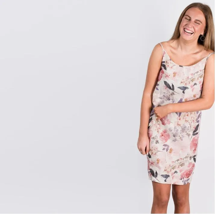 Posy Linen Slip Dress