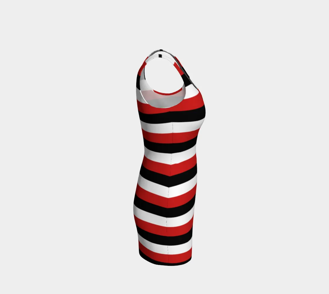 Red Black & White Bodycon Dress