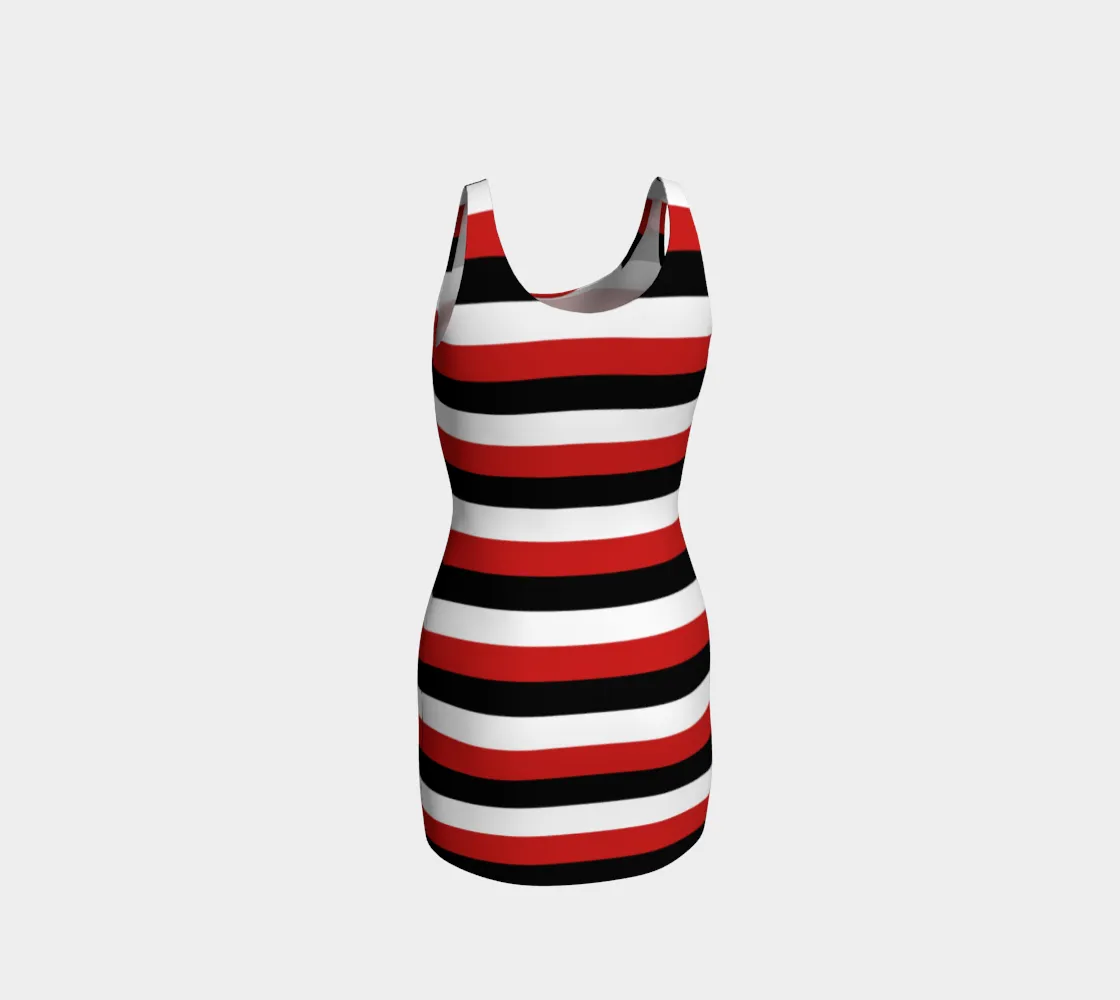 Red Black & White Bodycon Dress