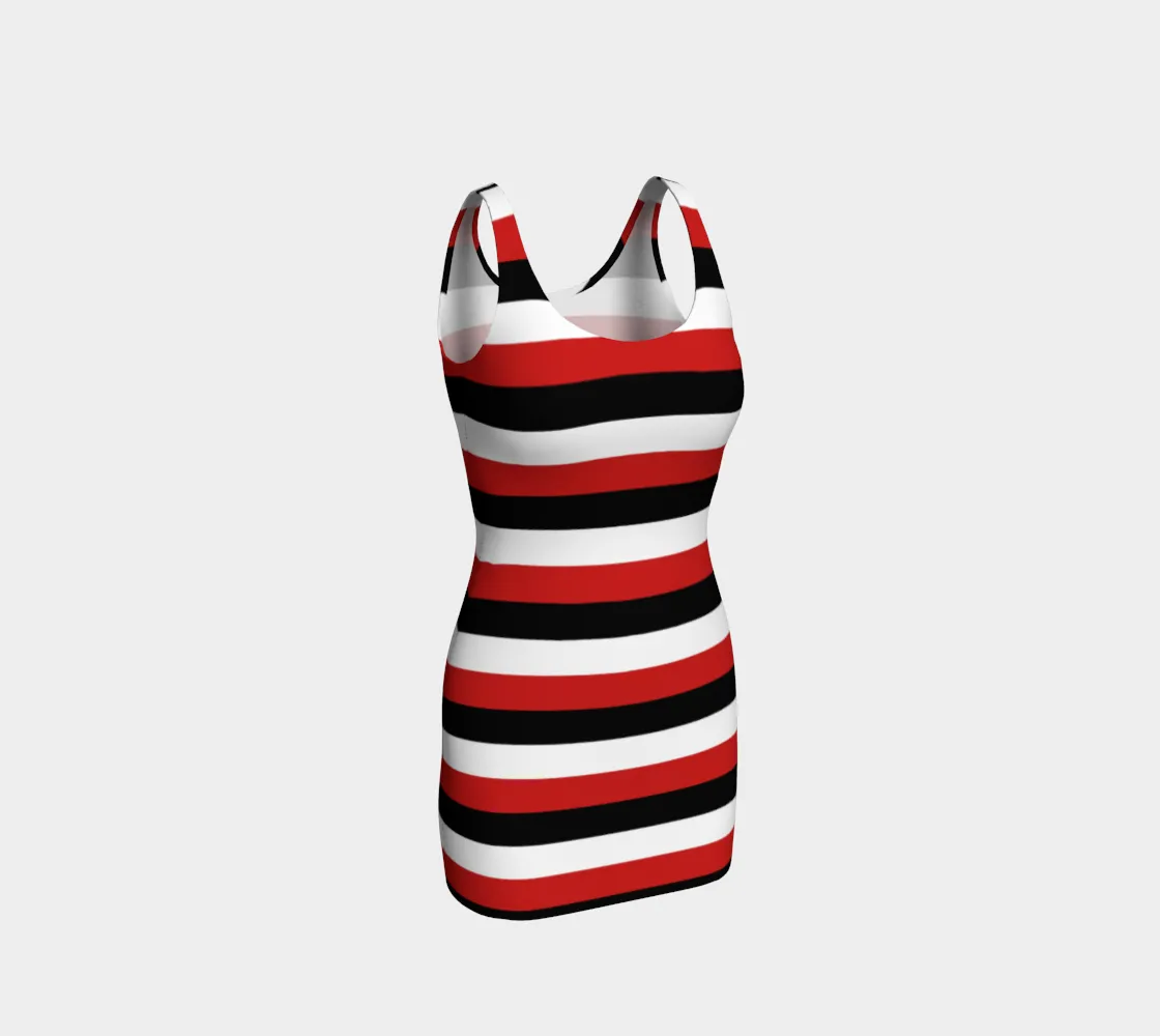 Red Black & White Bodycon Dress