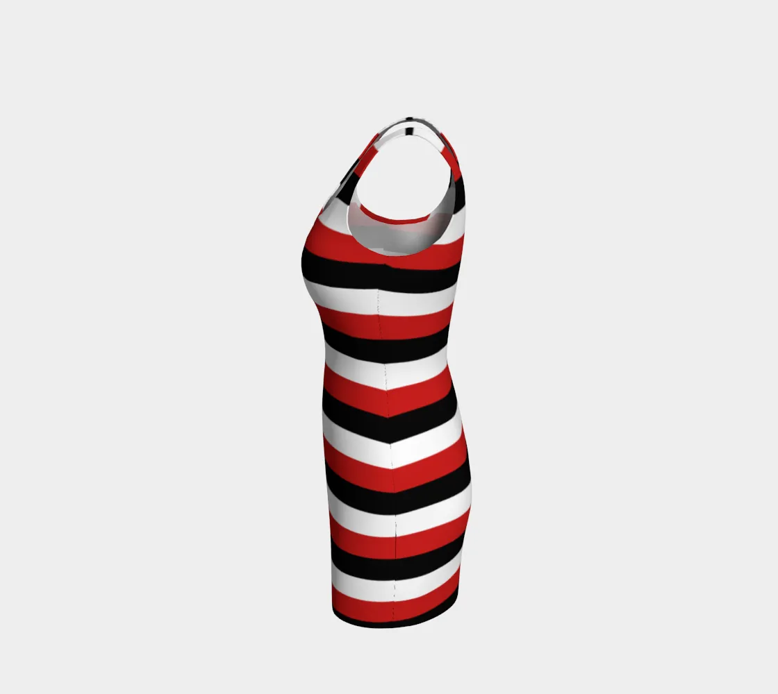 Red Black & White Bodycon Dress