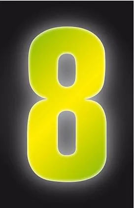 Wheelie Bin Sticker Yellow High Visibility Reflective - Number 8